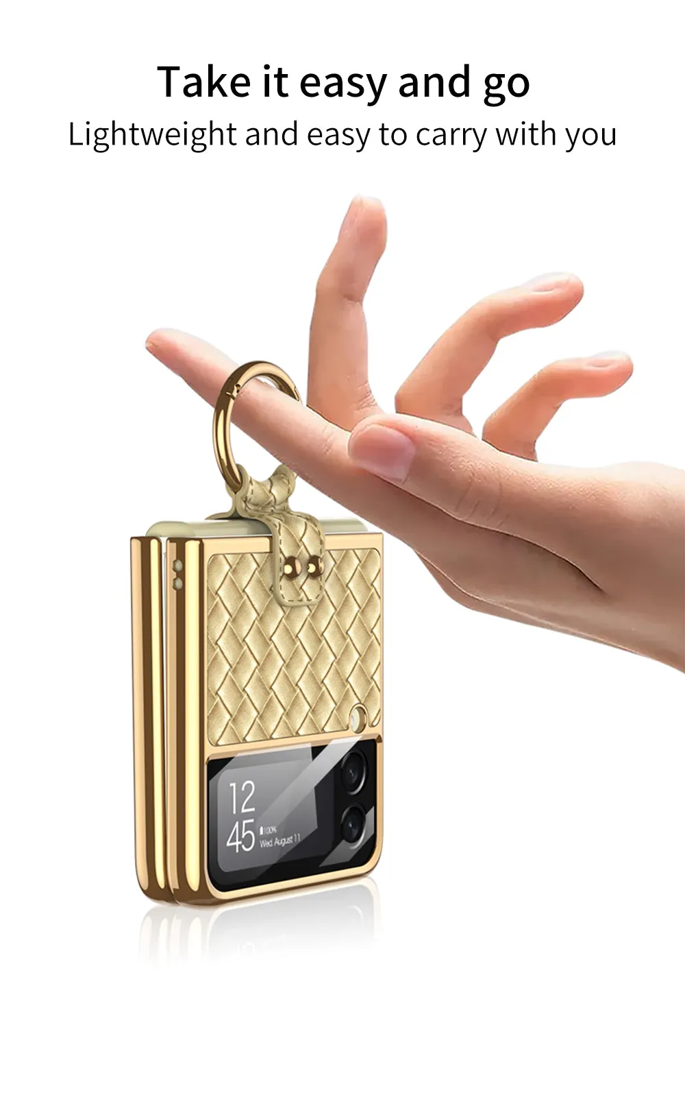 Electroplated Braided Leather Case For Samsung Galaxy Z Flip 3 5G Back Tempered Glass Phone Cover For Galaxy Z Flip3 Case