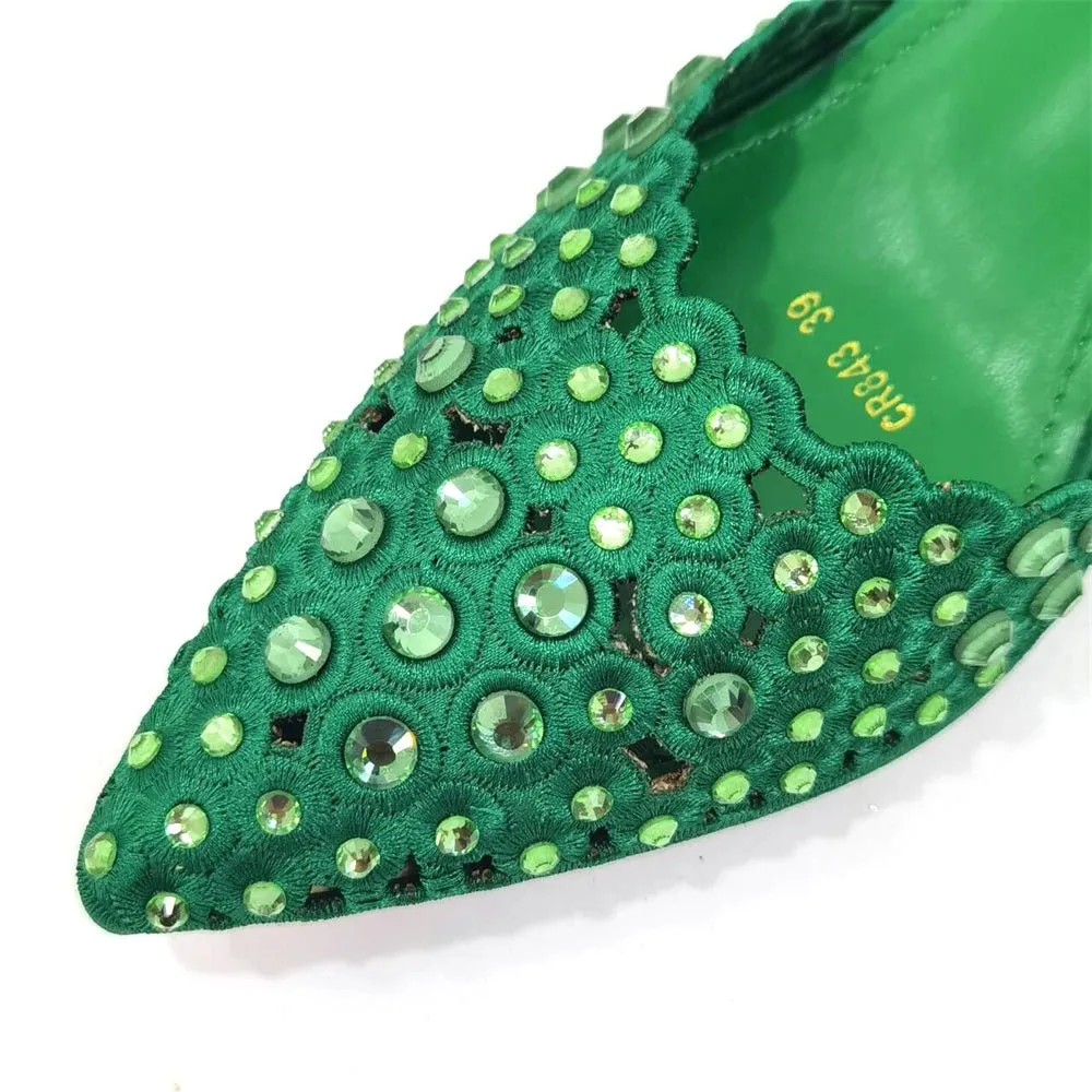 Elegant Party Shoes & Bag Set with Rhinestone Detailing