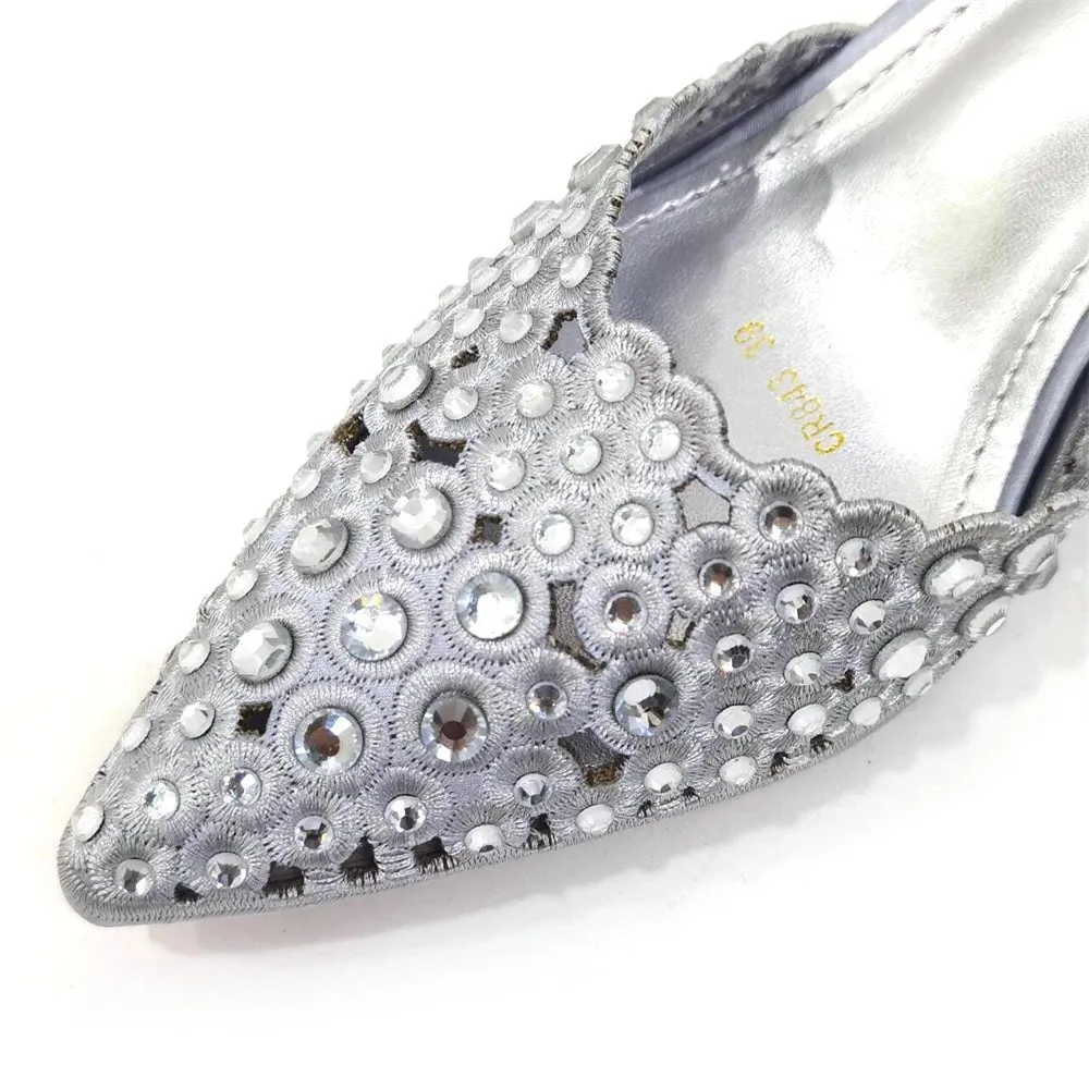 Elegant Party Shoes & Bag Set with Rhinestone Detailing