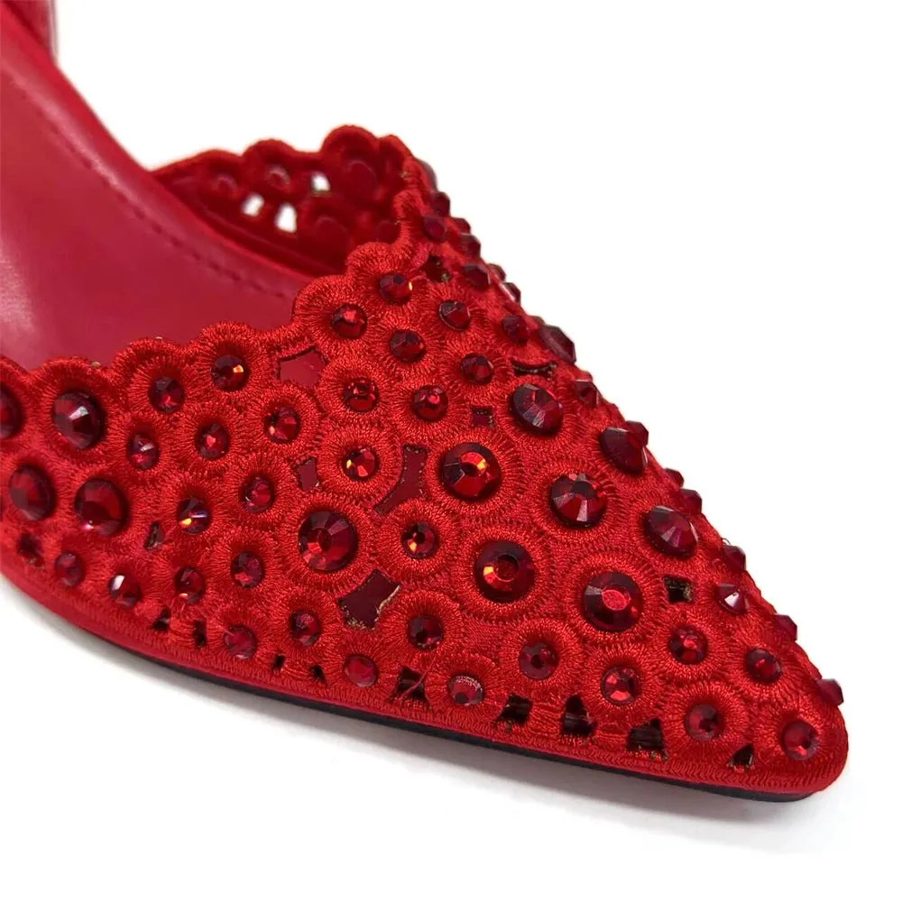 Elegant Party Shoes & Bag Set with Rhinestone Detailing