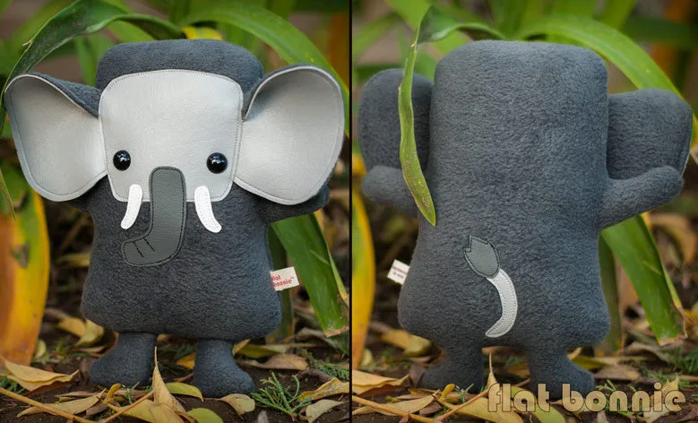Elephant plush - Handmade Elephant stuffed animal doll - Flat Ephant