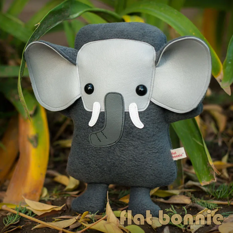 Elephant plush - Handmade Elephant stuffed animal doll - Flat Ephant
