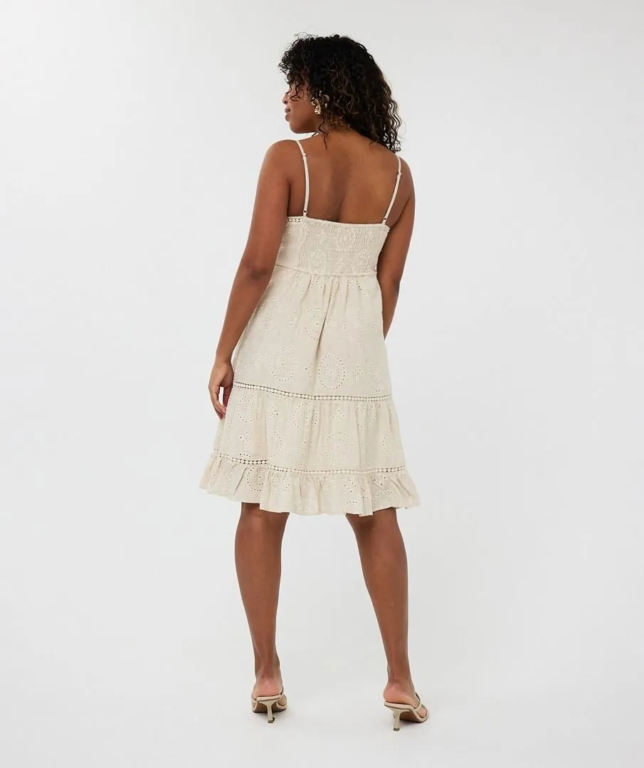 Embroidered Linen Blend Dress
