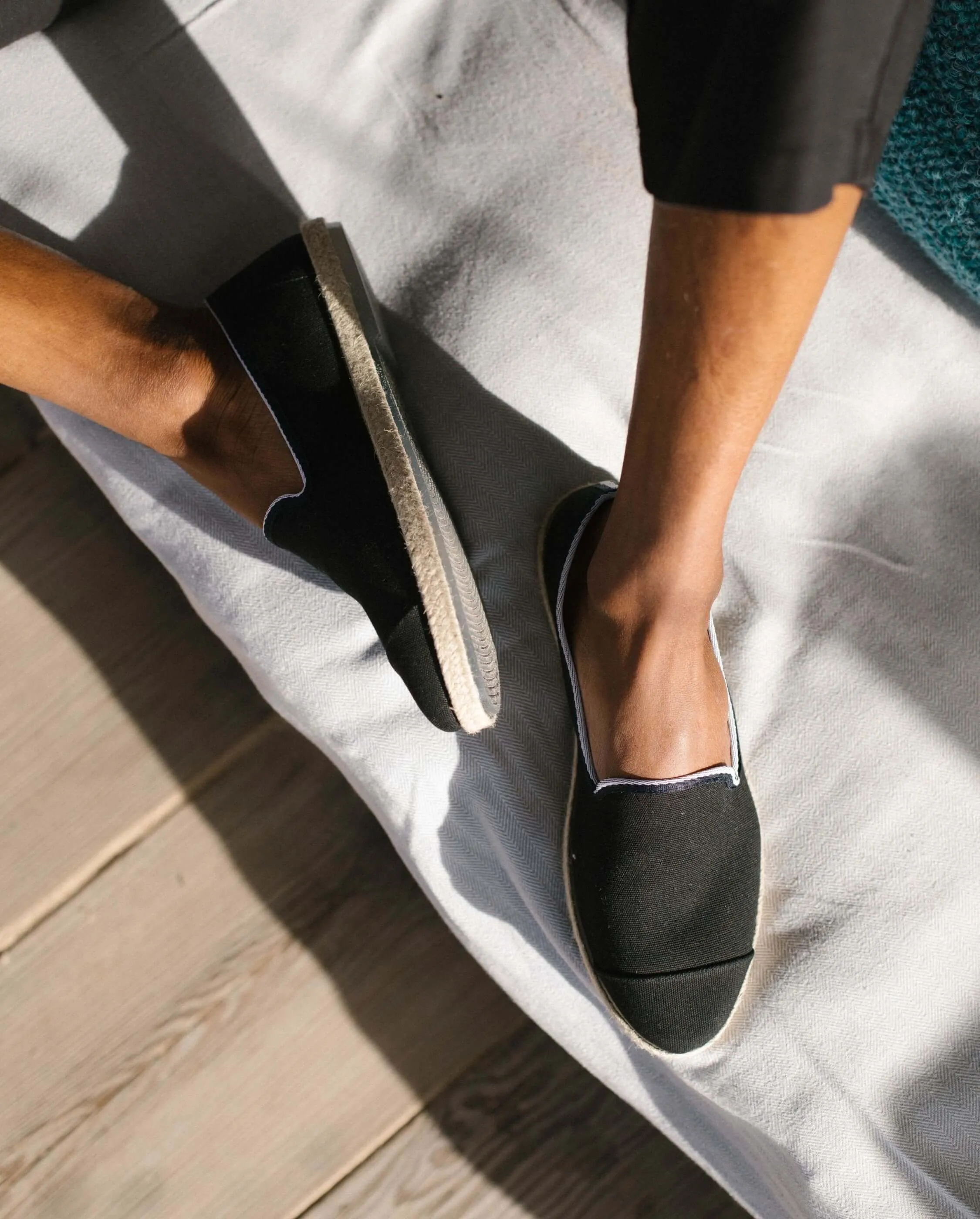 Espadrille homme coton, noir flag