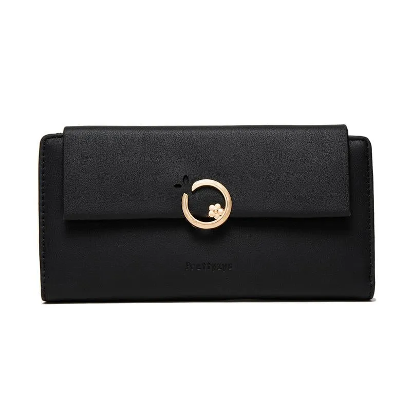 Extended Flower Buckle Flip Cover Wallet