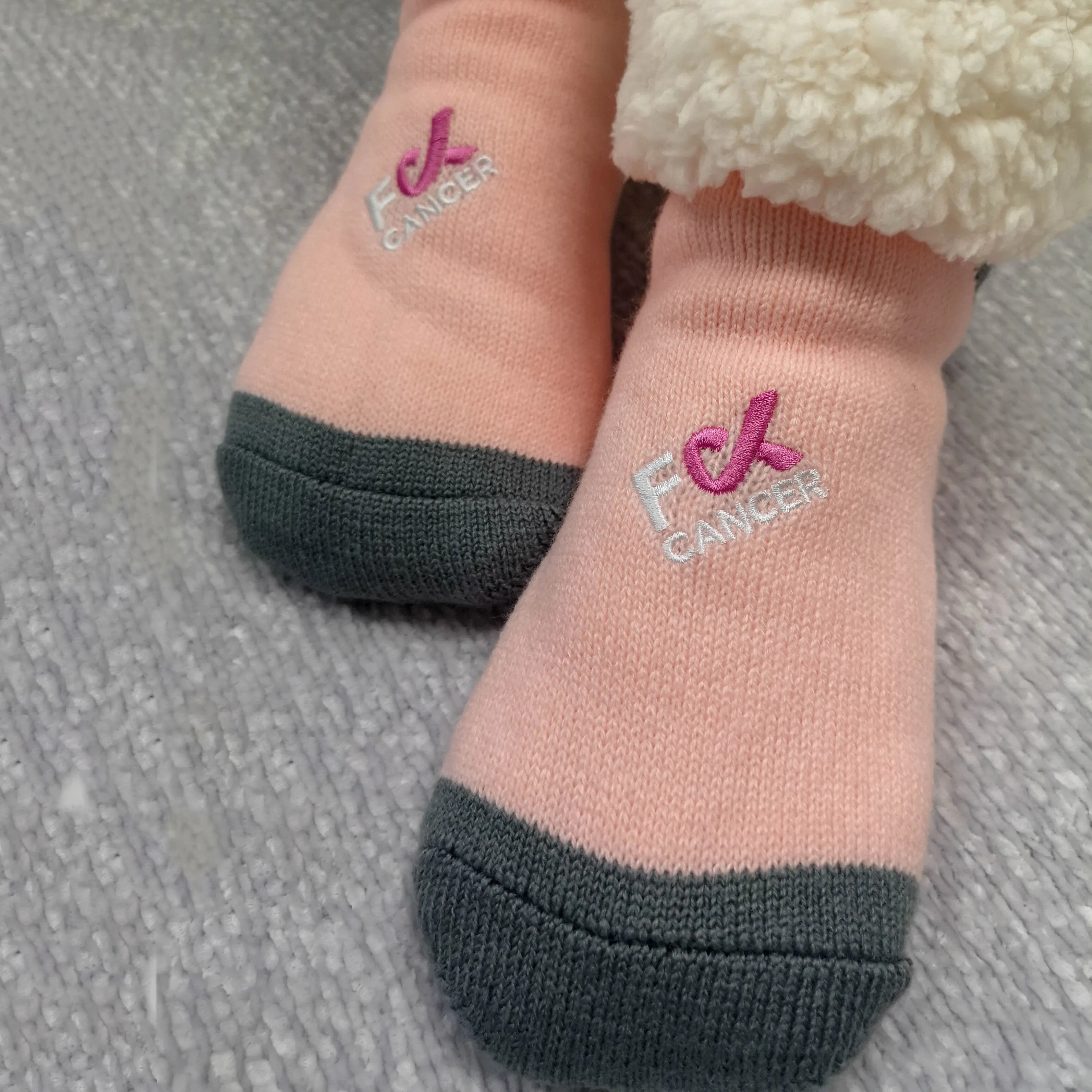F Cancer x Pudus Classic Slipper Socks | Pink