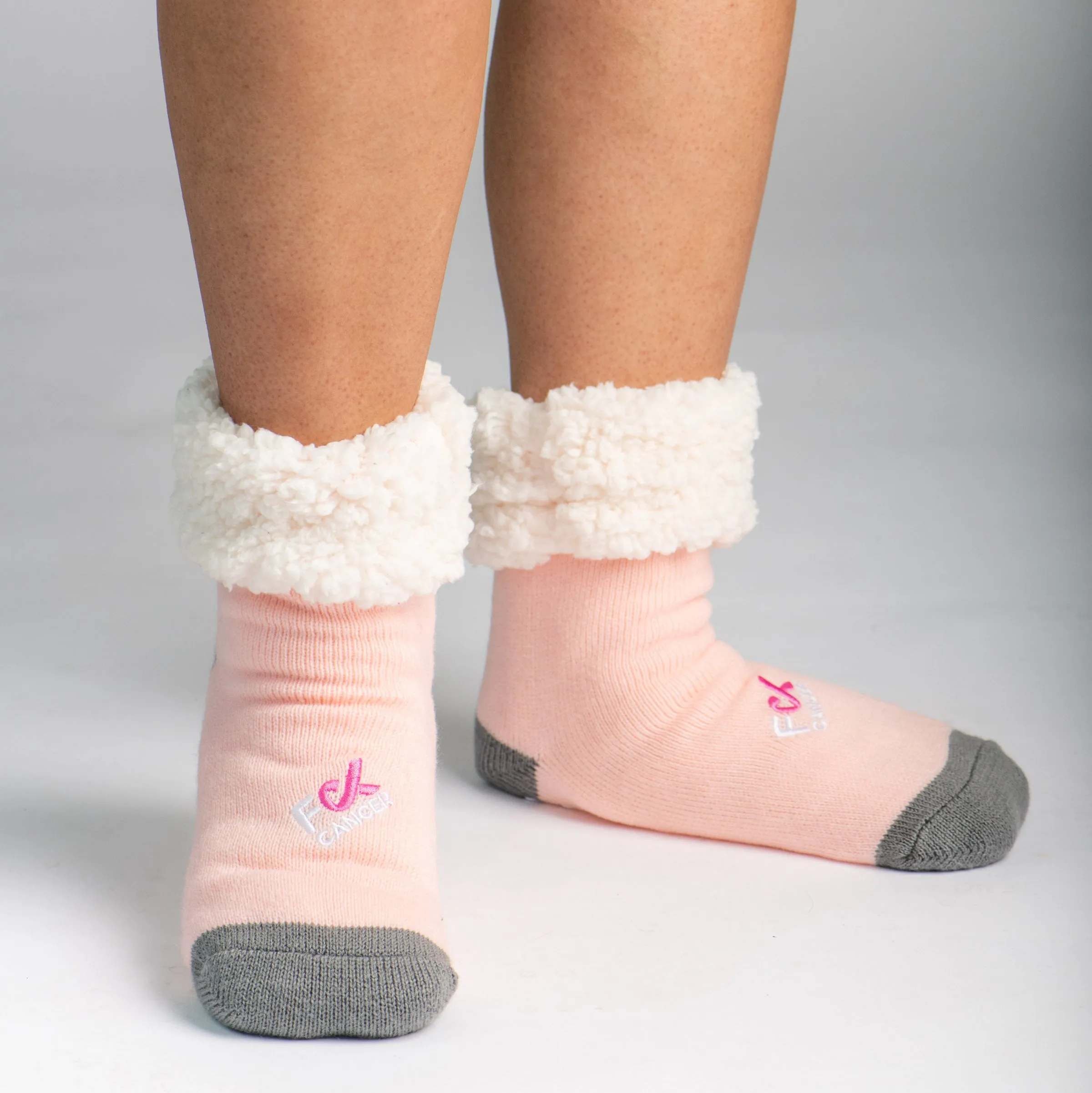F Cancer x Pudus Classic Slipper Socks | Pink