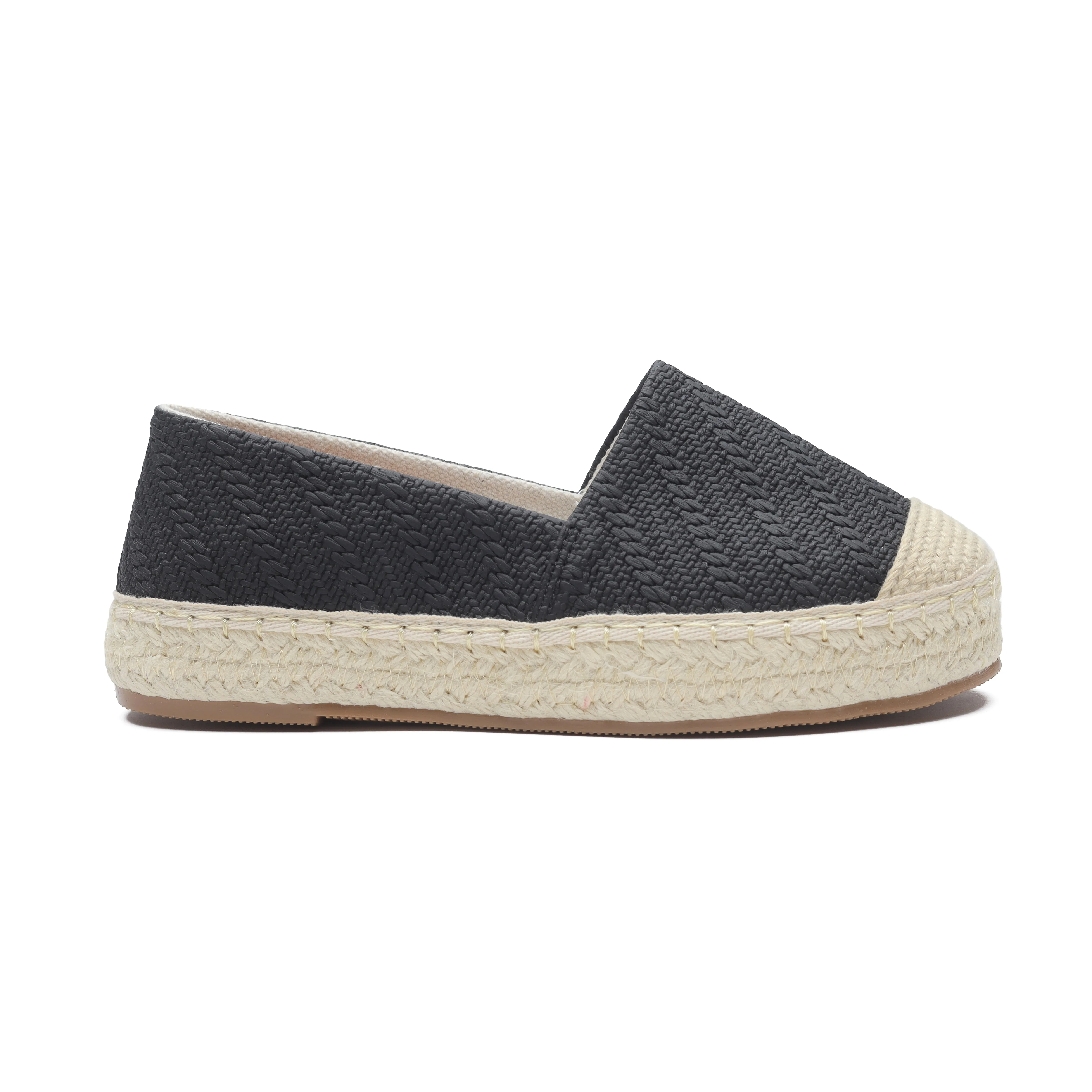 Fabric Patter Espadrilles - Black
