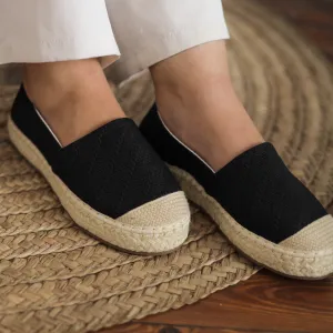 Fabric Patter Espadrilles - Black