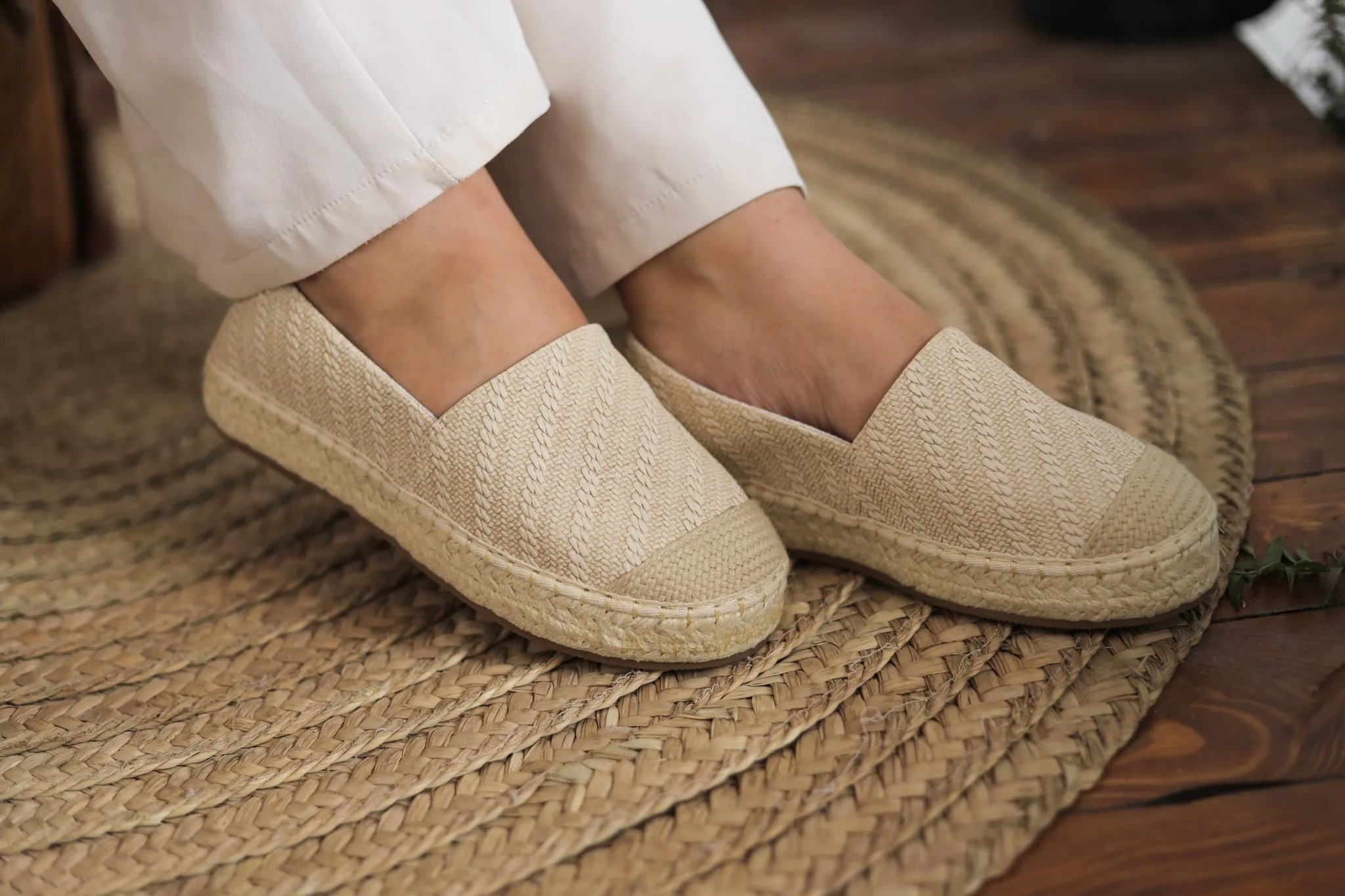 Fabric Patter Espadrilles - Nude Color