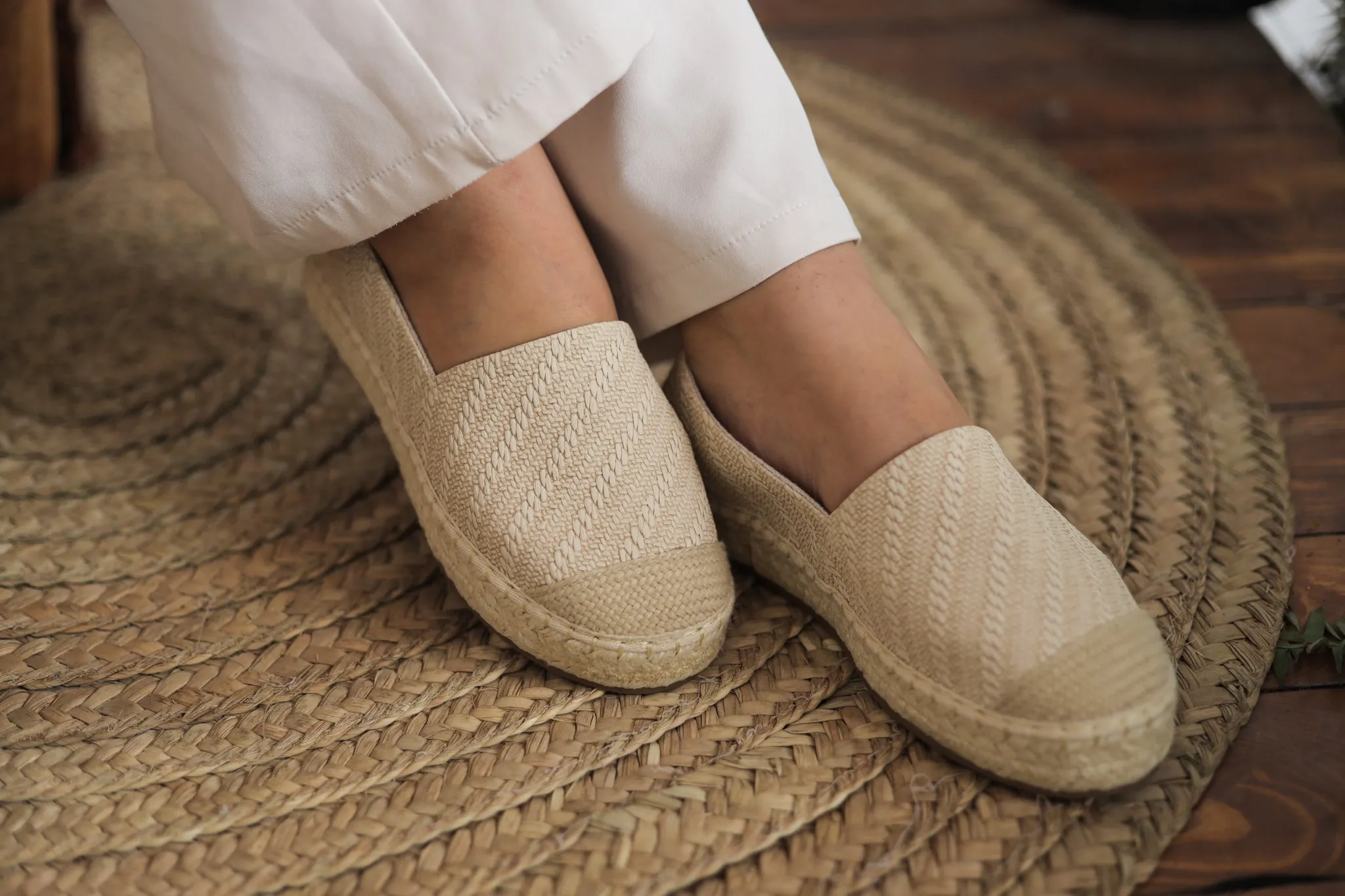 Fabric Patter Espadrilles - Nude Color