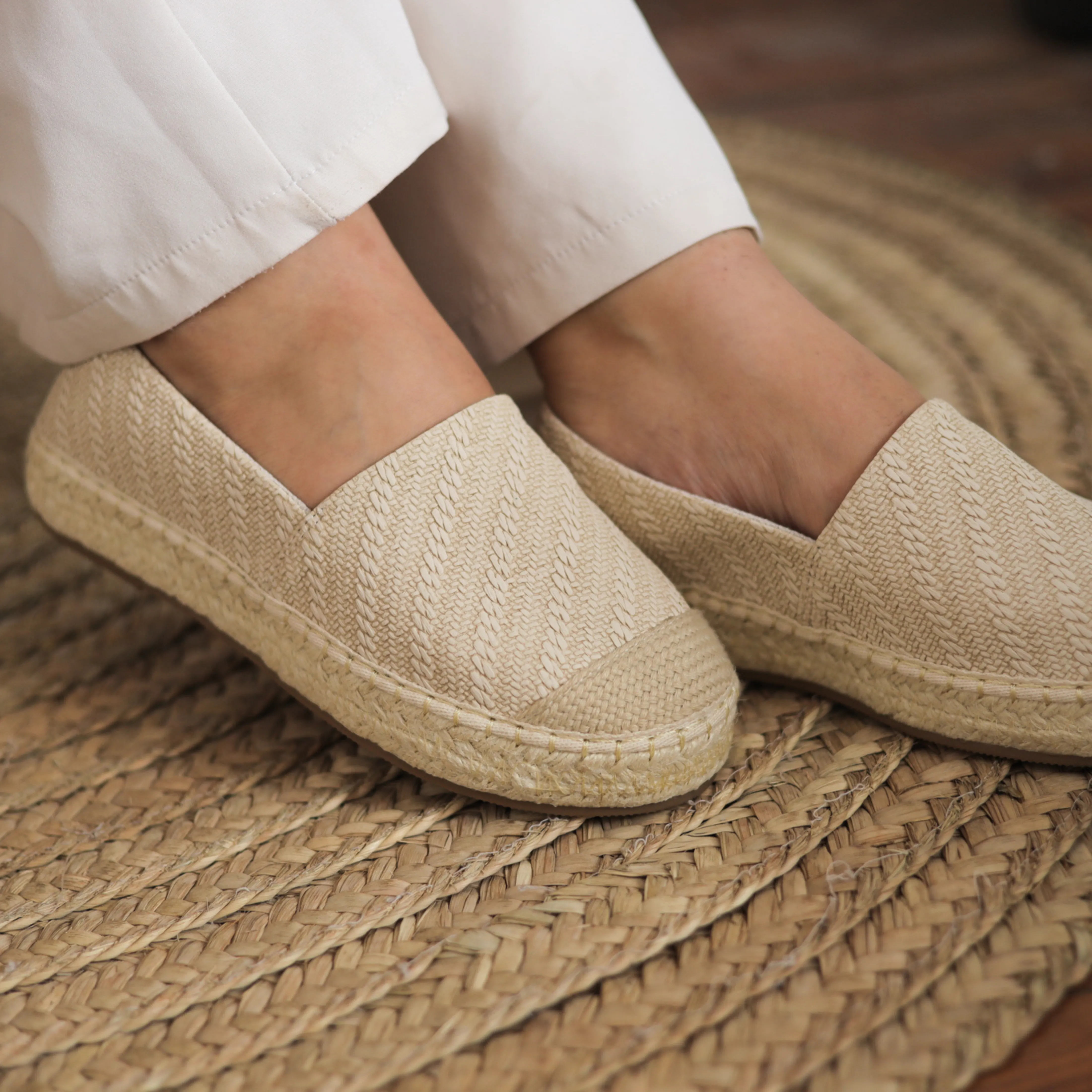 Fabric Patter Espadrilles - Nude Color