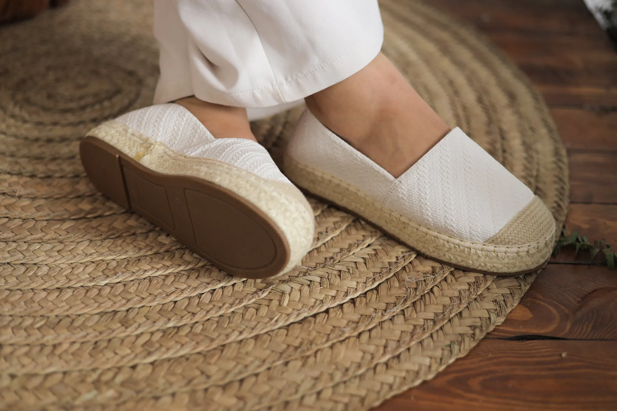 Fabric Patter Espadrilles - White