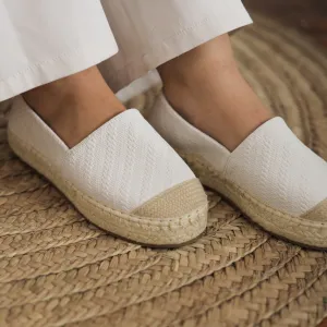 Fabric Patter Espadrilles - White