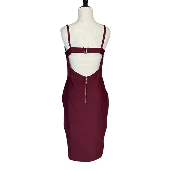 FASHION NOVA FLIRT ON THE ROCKS BANDAID BODYCON BACKLESS MIDI DRESS *NWT*