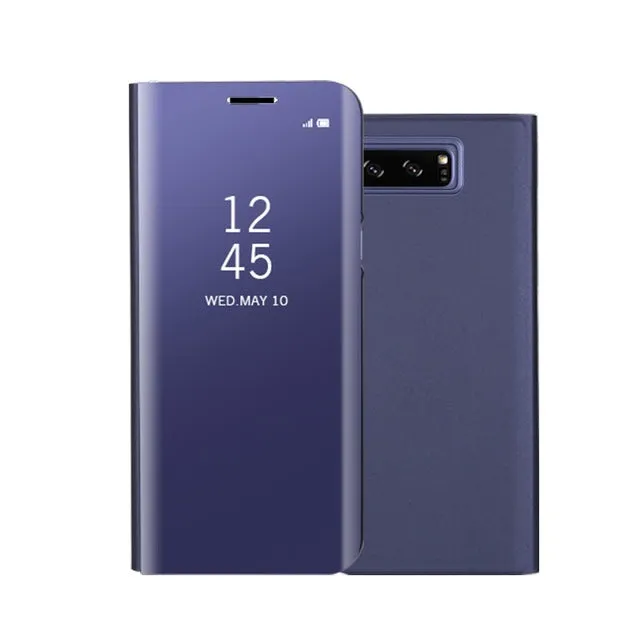 Fashion Shockproof  Ultra Thin Electroplating PU Case Cover Mirror Free Flip Anti-scratch Protective Case for Samsung Galaxy Note 8 Black