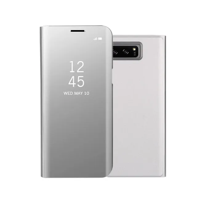 Fashion Shockproof  Ultra Thin Electroplating PU Case Cover Mirror Free Flip Anti-scratch Protective Case for Samsung Galaxy Note 8 Rose red