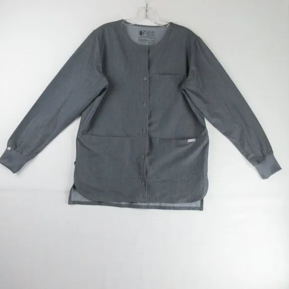 Figs Gray Scrub Jacket Tangier Medical Coat Size XS Crisp Poly Rayon Blend