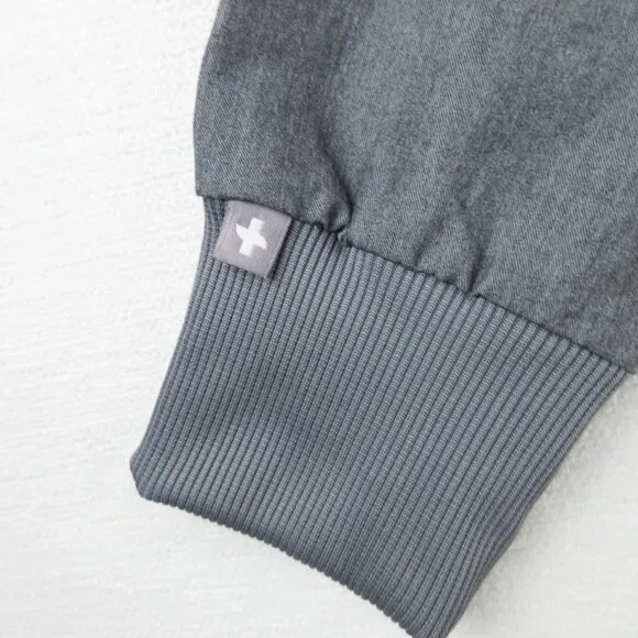 Figs Gray Scrub Jacket Tangier Medical Coat Size XS Crisp Poly Rayon Blend