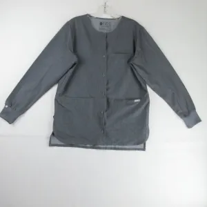 Figs Gray Scrub Jacket Tangier Medical Coat Size XS Crisp Poly Rayon Blend