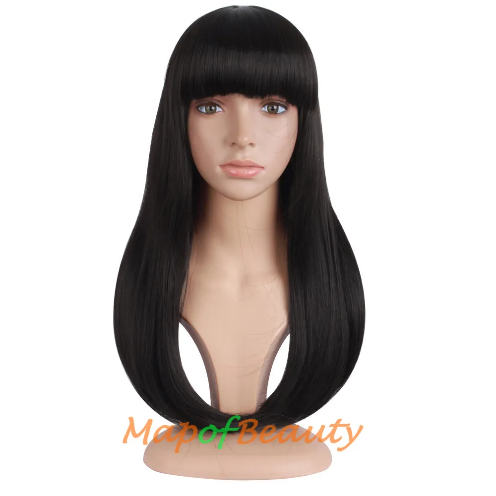 Flat Bangs Long Bent Tail Wigs Synthetic Wigs Ordinary Wigs For Women