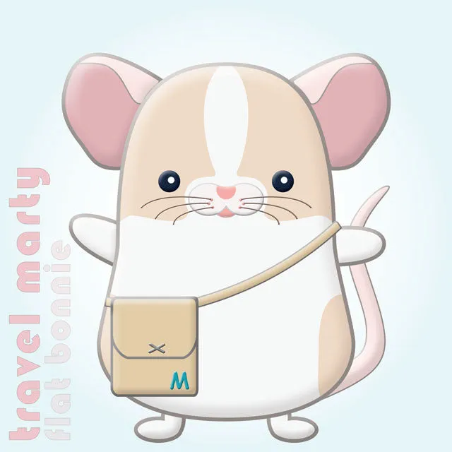 Flat Bonnie x Marty Mouse - Limited Edition "Travel Marty" - Mouse/ Rat stuffed animal plush