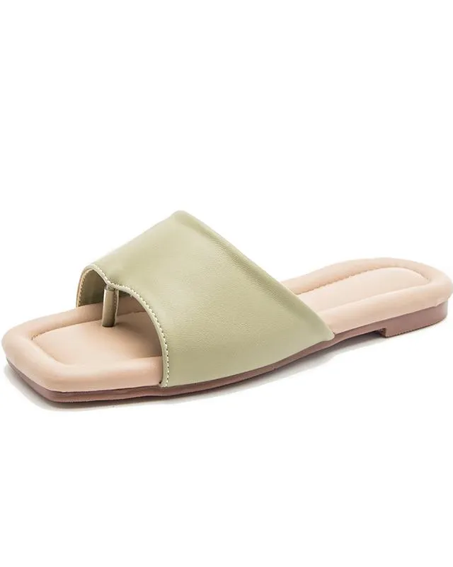 Flat Flip Flops Sandals - Light Green