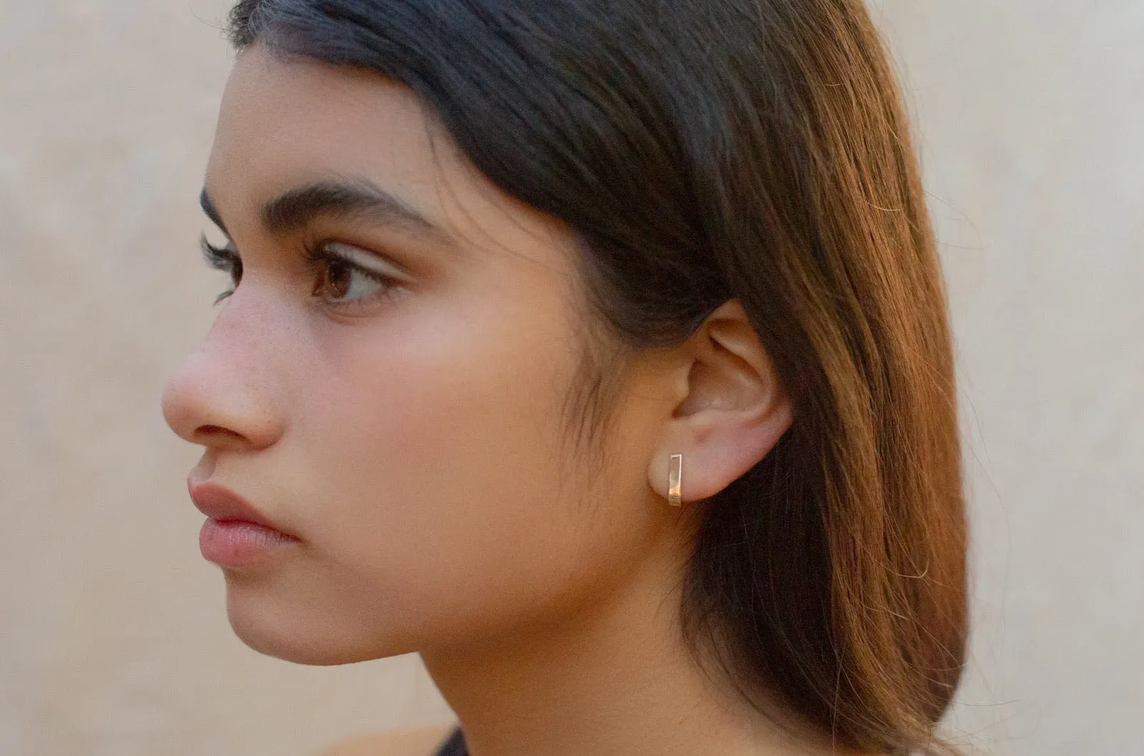 Flat J Stud Earrings