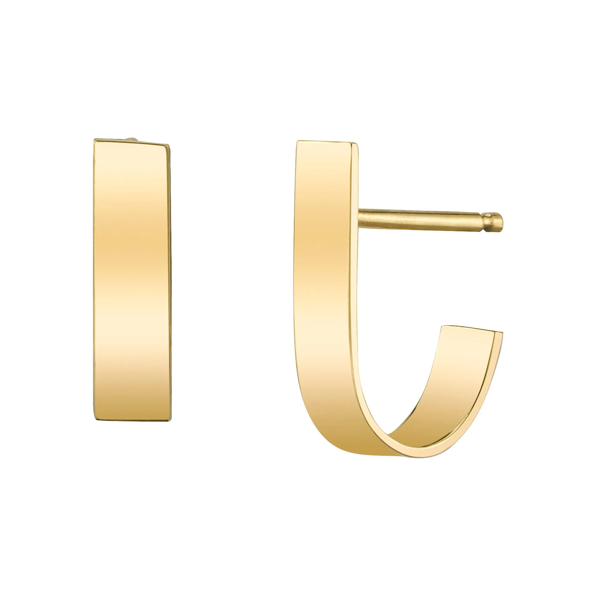Flat J Stud Earrings