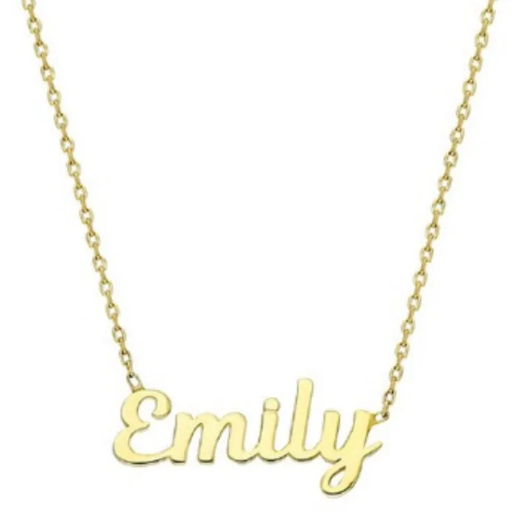 Flat Script Single Name Necklace