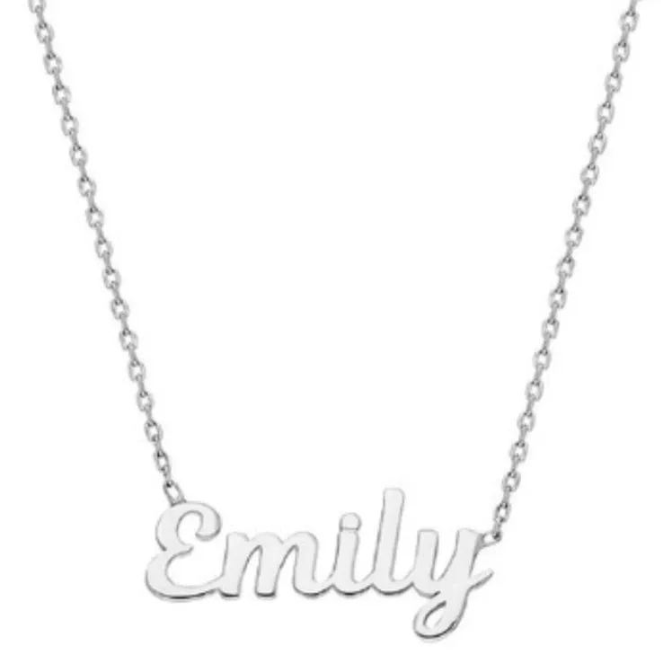 Flat Script Single Name Necklace