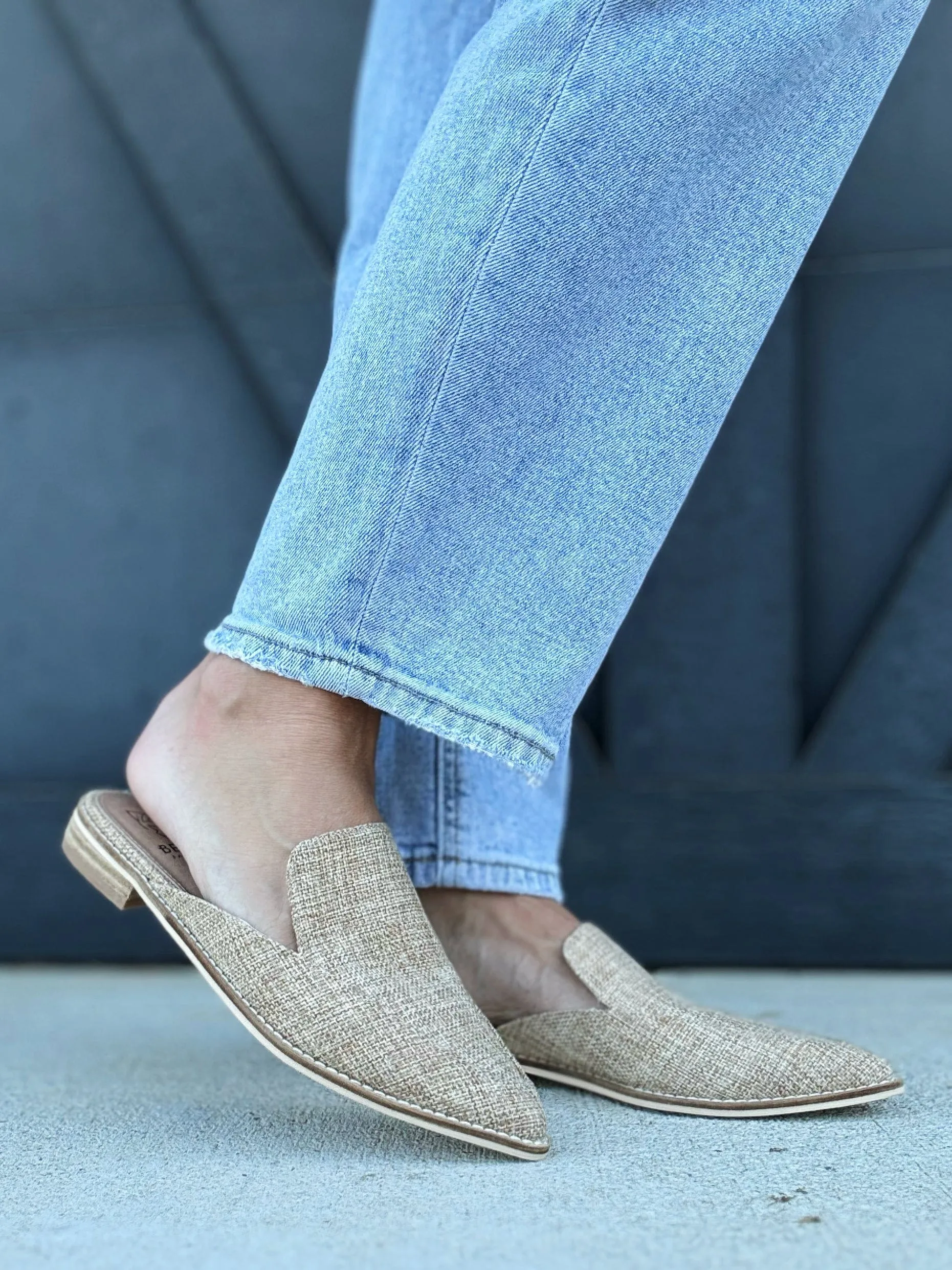 Flat Woven Slip On in Taupe