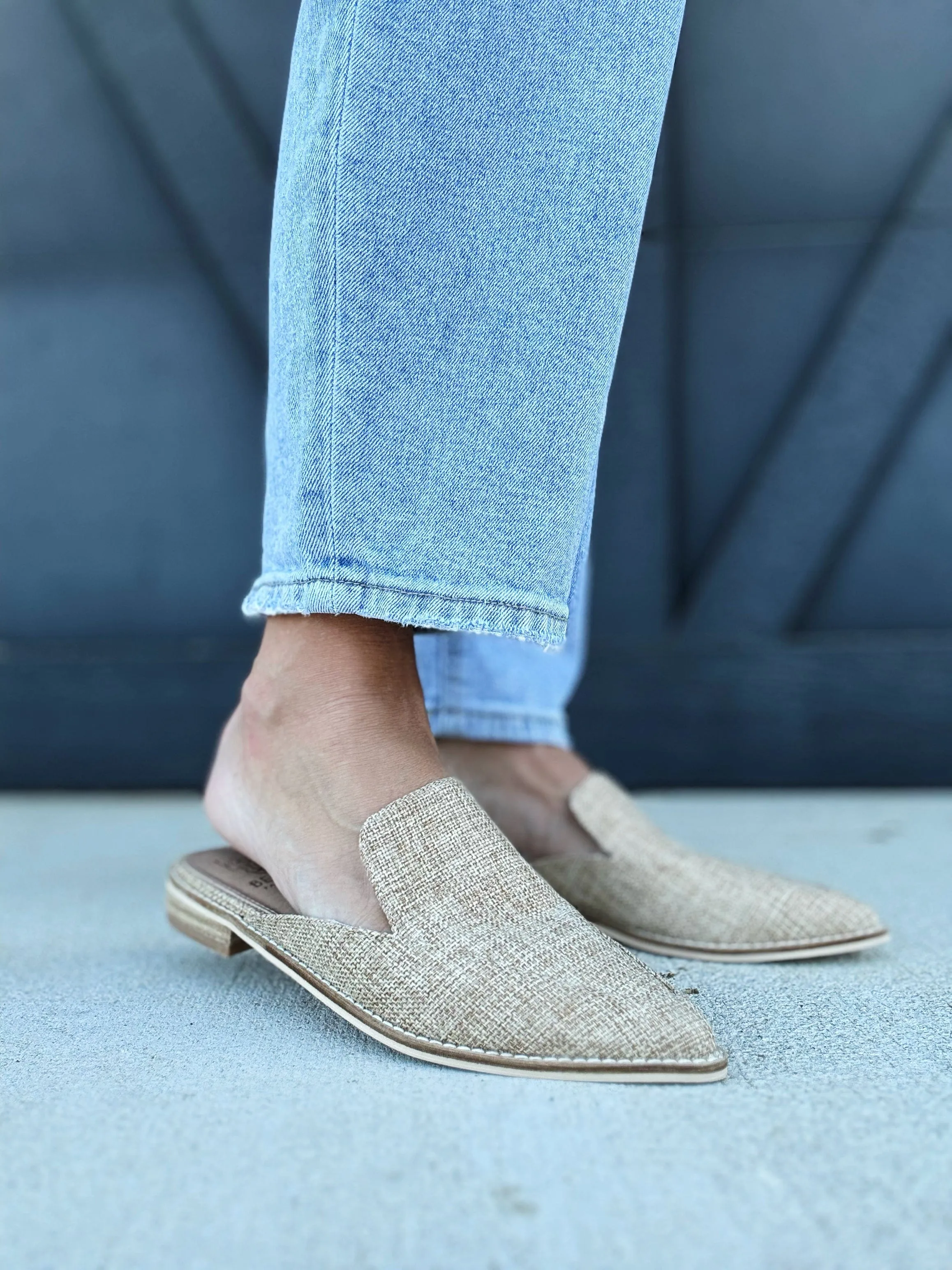Flat Woven Slip On in Taupe