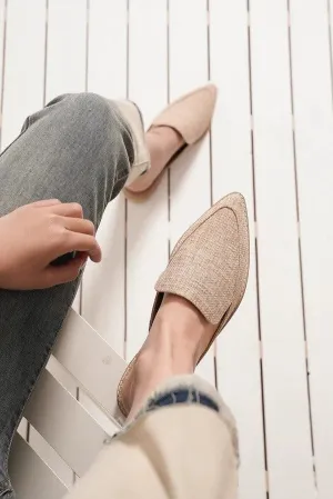 Flat Woven Slip On in Taupe