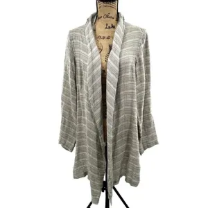 FLAX Cardigan Womens S Tan Oversized Open Relaxed 100% Linen Lightweight Jacket
