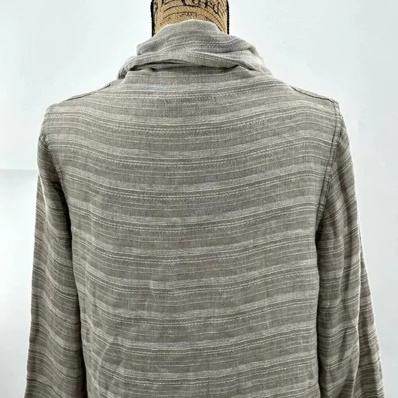 FLAX Cardigan Womens S Tan Oversized Open Relaxed 100% Linen Lightweight Jacket