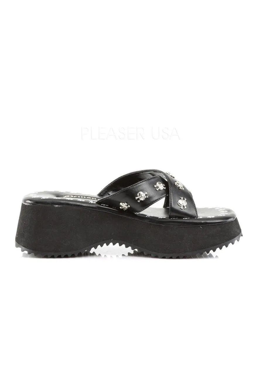 FLIP-05 Sandal | Black Faux Leather