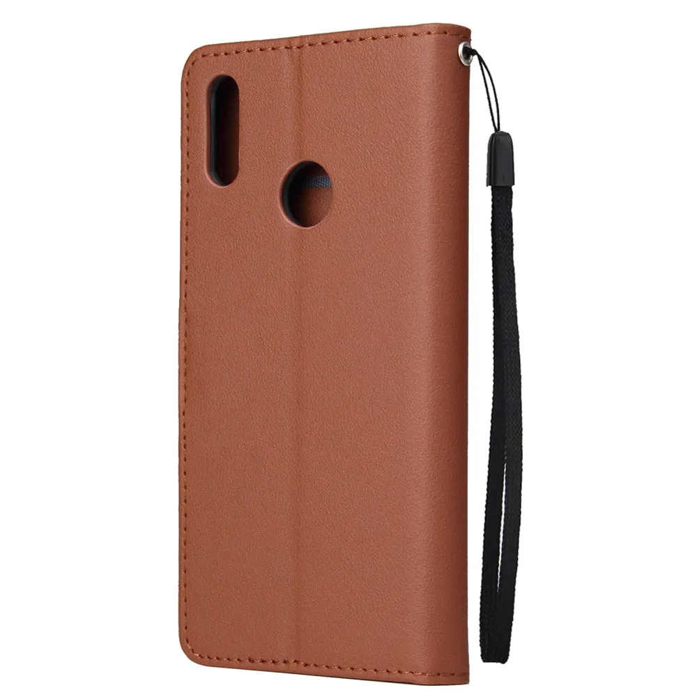 For HUAWEI Enjoy 9/ Y7 2019 /Y7 PRO 2019/Y7 PRIME 2019 Flip-type Leather Protective Phone Case with 3 Card Position Buckle Design Phone Cover  Gold