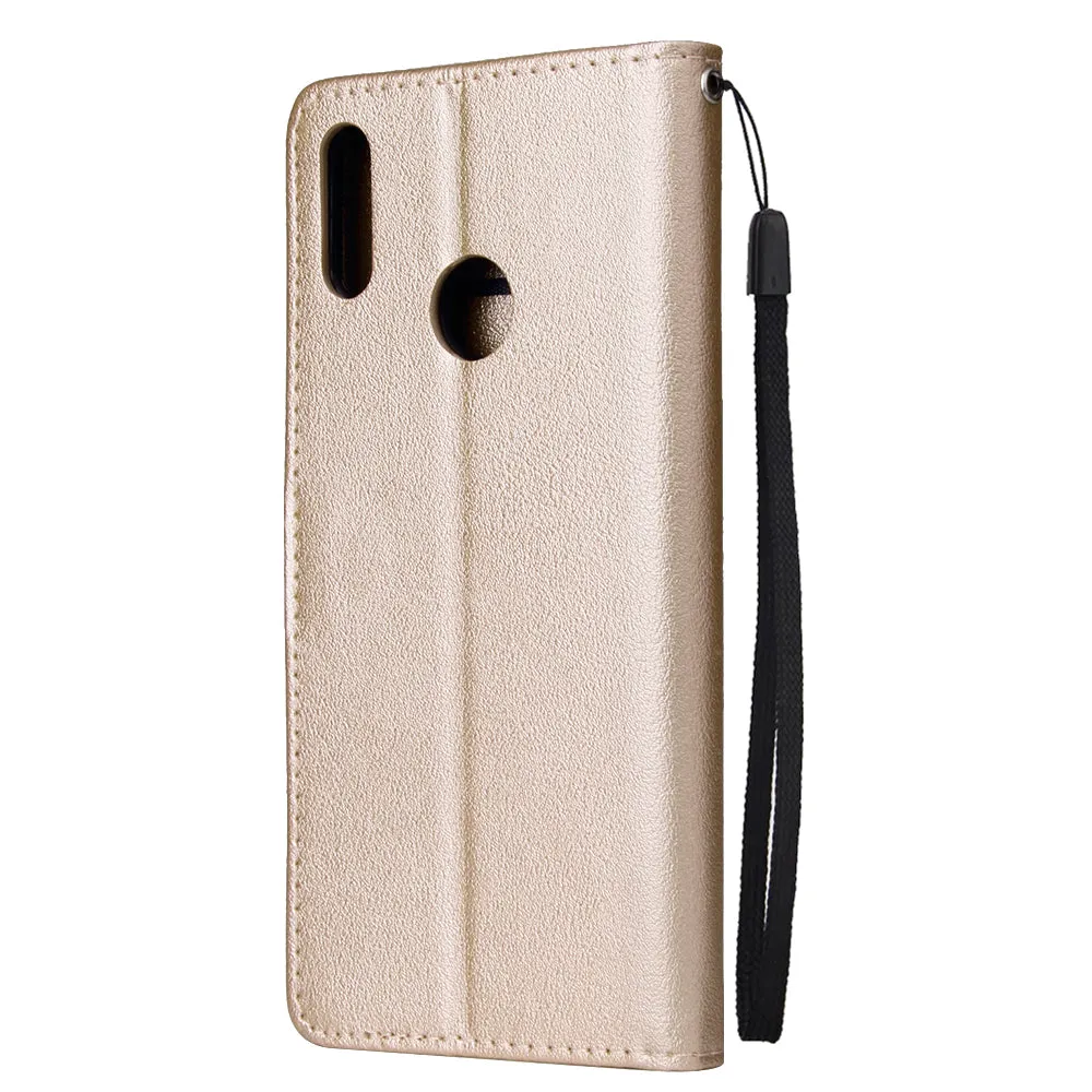 For HUAWEI Enjoy 9/ Y7 2019 /Y7 PRO 2019/Y7 PRIME 2019 Flip-type Leather Protective Phone Case with 3 Card Position Buckle Design Phone Cover  Gold