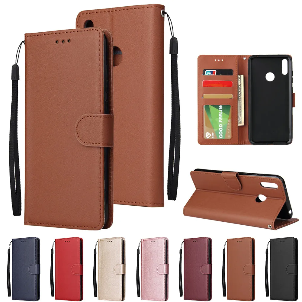 For HUAWEI Enjoy 9/ Y7 2019 /Y7 PRO 2019/Y7 PRIME 2019 Flip-type Leather Protective Phone Case with 3 Card Position Buckle Design Phone Cover  Gold