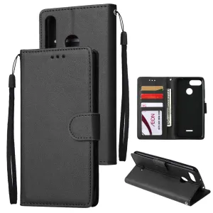For HUAWEI P30 lite/nova 4E Flip-type Leather Protective Phone Case with 3 Card Position Buckle Design Phone Cover  black