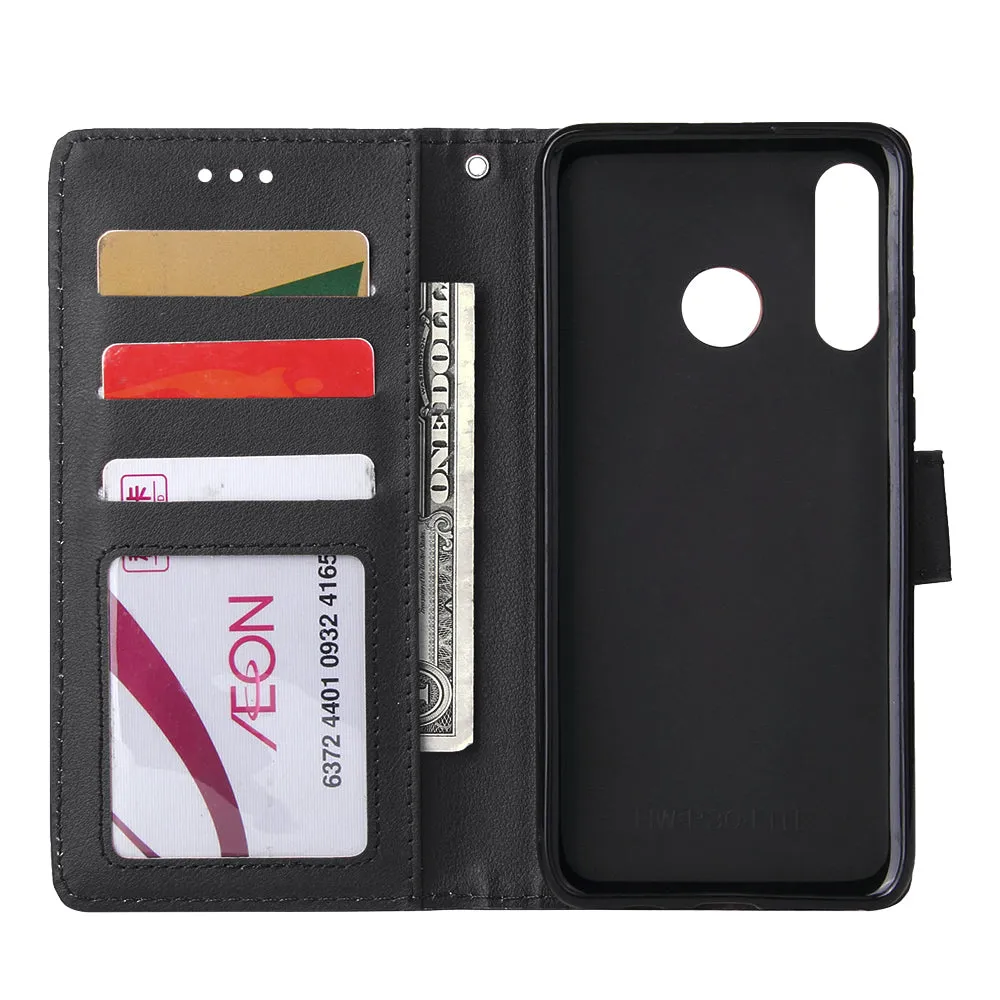 For HUAWEI P30 lite/nova 4E Flip-type Leather Protective Phone Case with 3 Card Position Buckle Design Phone Cover  black