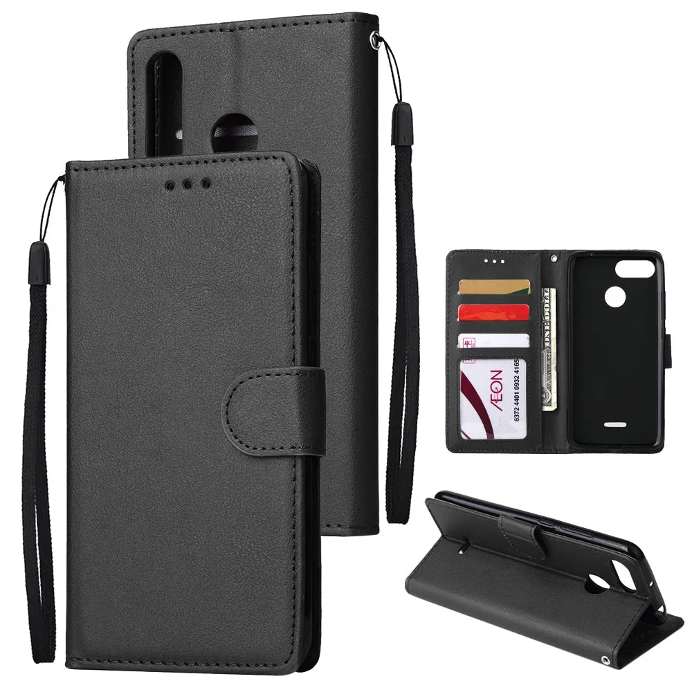 For HUAWEI P30 lite/nova 4E Flip-type Leather Protective Phone Case with 3 Card Position Buckle Design Phone Cover  black