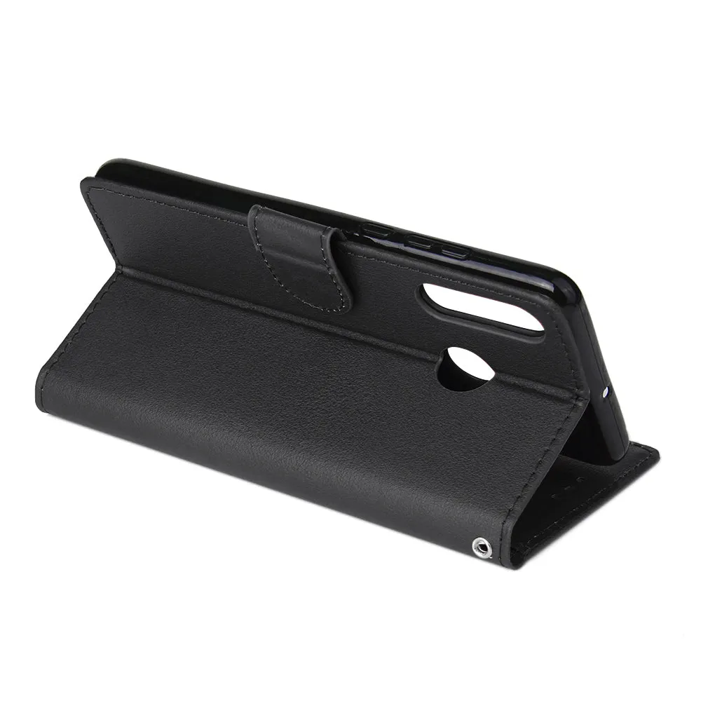 For HUAWEI P30 lite/nova 4E Flip-type Leather Protective Phone Case with 3 Card Position Buckle Design Phone Cover  black