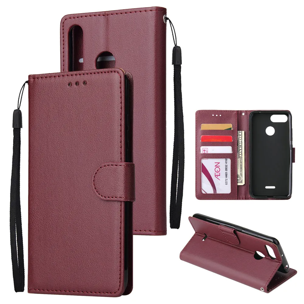 For HUAWEI P30 lite/nova 4E Flip-type Leather Protective Phone Case with 3 Card Position Buckle Design Phone Cover  black