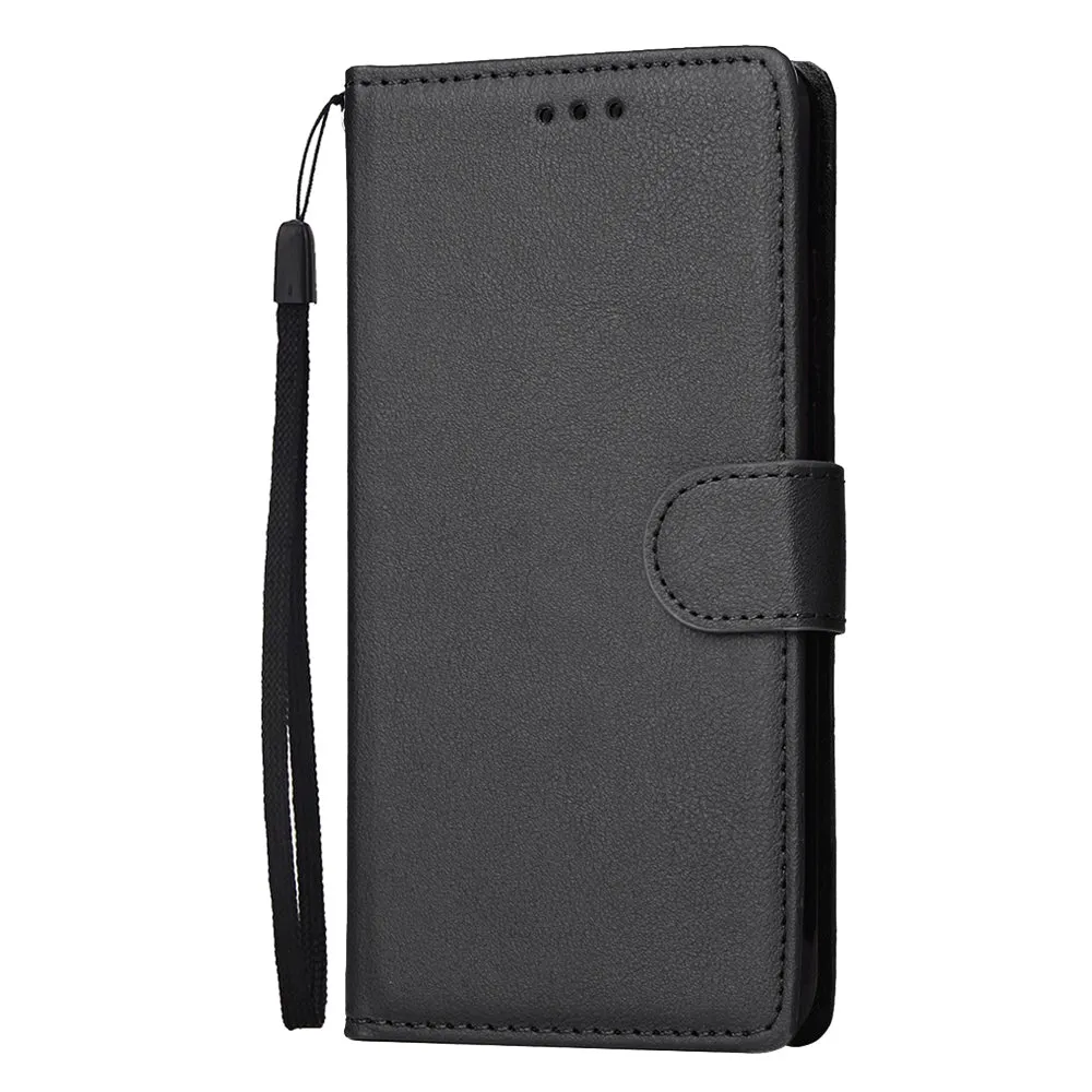 For HUAWEI P30 lite/nova 4E Flip-type Leather Protective Phone Case with 3 Card Position Buckle Design Phone Cover  black