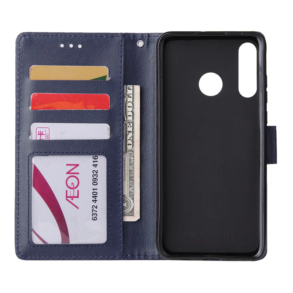 For HUAWEI P30 lite/nova 4E Flip-type Leather Protective Phone Case with 3 Card Position Buckle Design Phone Cover  blue