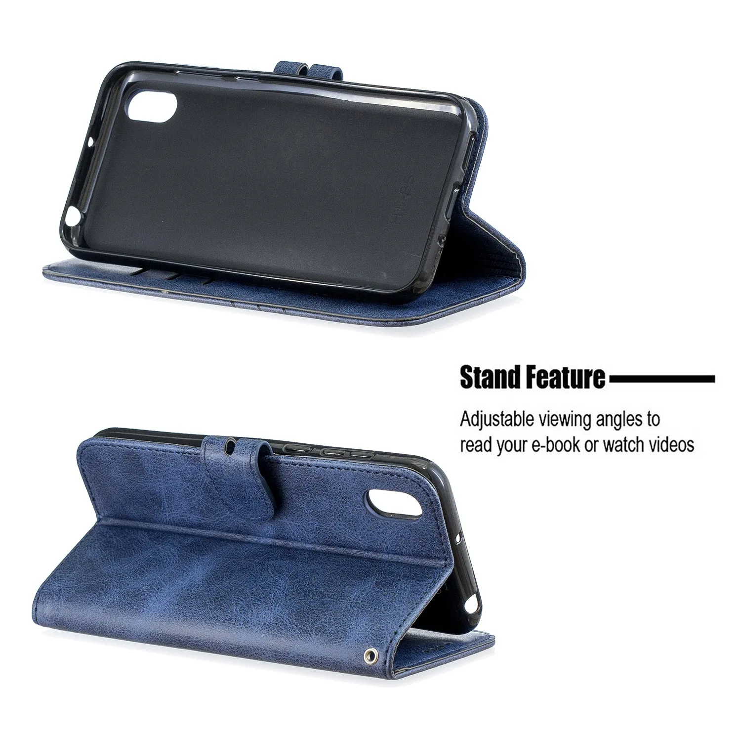 For HUAWEI Y5 2019 Denim Pattern Solid Color Flip Wallet PU Leather Protective Phone Case with Buckle & Bracket yellow