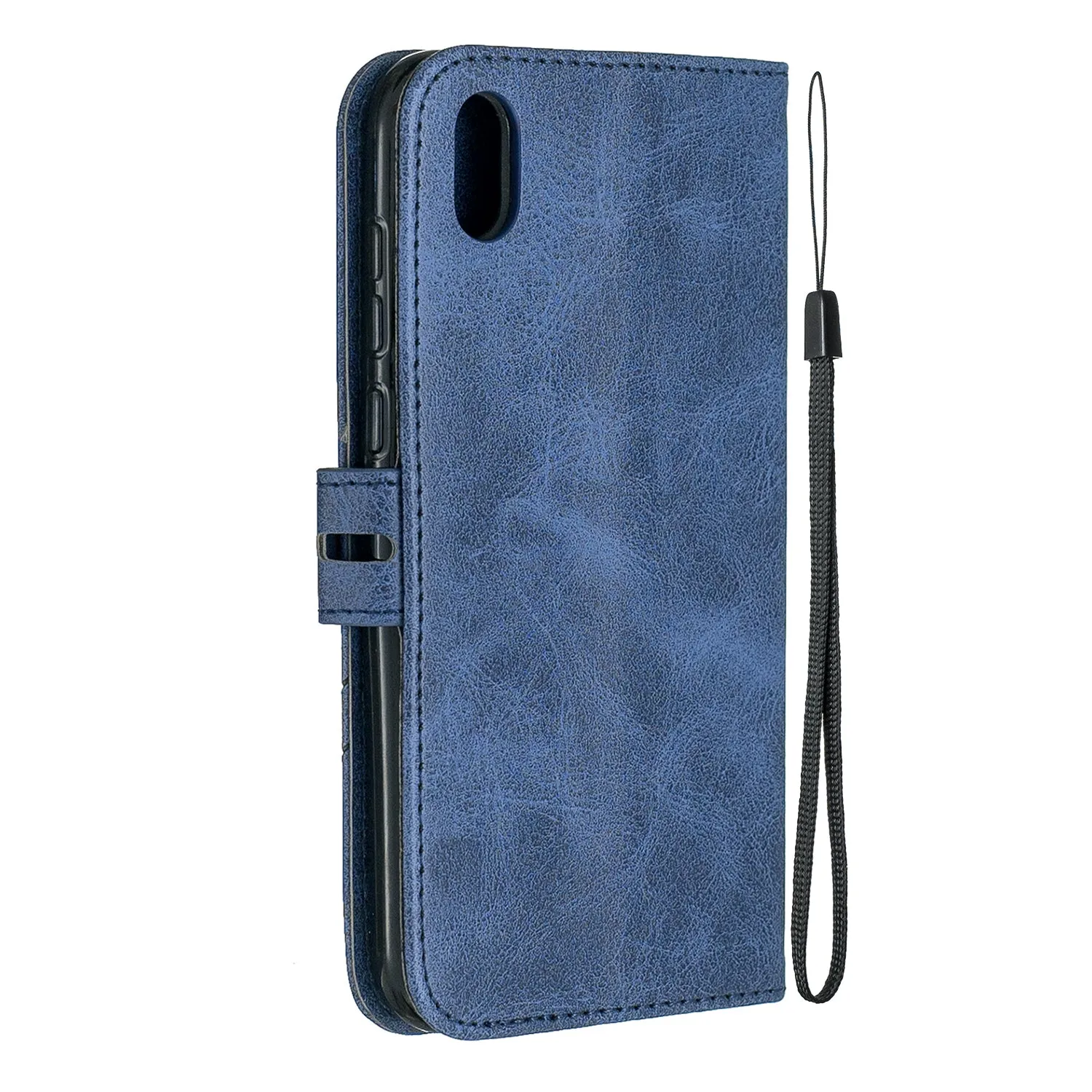 For HUAWEI Y5 2019 Denim Pattern Solid Color Flip Wallet PU Leather Protective Phone Case with Buckle & Bracket yellow