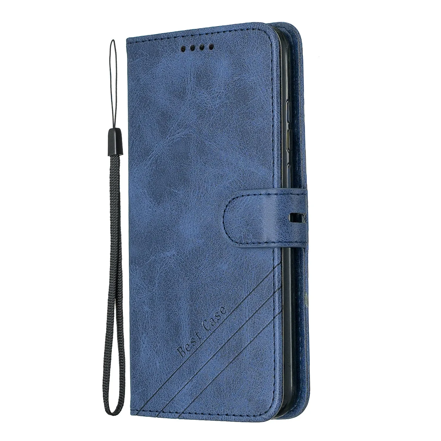 For HUAWEI Y6 2019 Denim Pattern Solid Color Flip Wallet PU Leather Protective Phone Case with Buckle & Bracket black